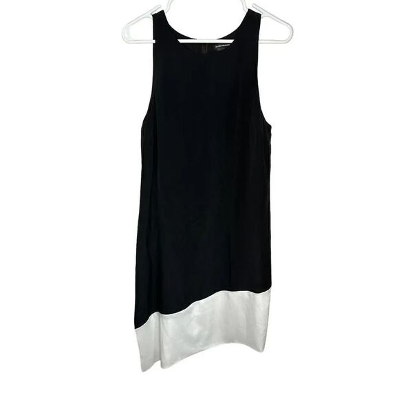 Club Monaco Black/White Colorblock Dress 100% Silk Size 2 - Picture 1 of 5